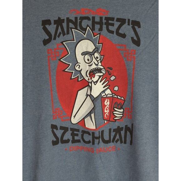 Gildan Men's Sanchez Szechuan Sauce Graphic Short Sleeve T-Shirt Blue Size Small - Picture 3 of 7